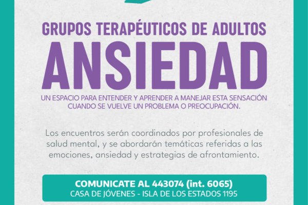 Continúan las inscripciones para los grupos terapéuticos de ansiedad en Casa de Jóvenes